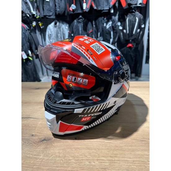 MT Thunder 4 Luminence A7 Beyaz Kırmızı Kask - MT222